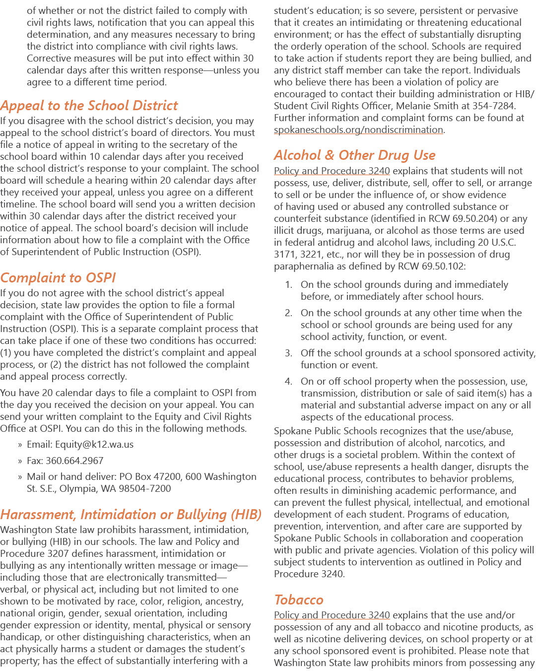 of whether or not the district failed to comply with civil rights laws, notification that you can appeal this determi   
